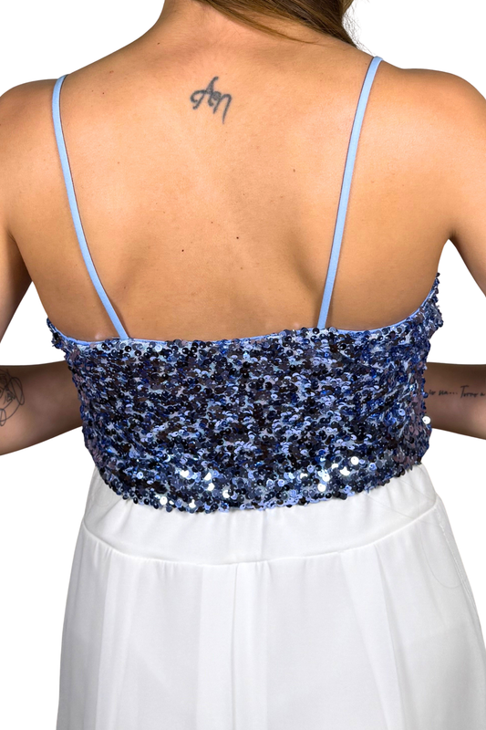 Top Paillettes Azzurro