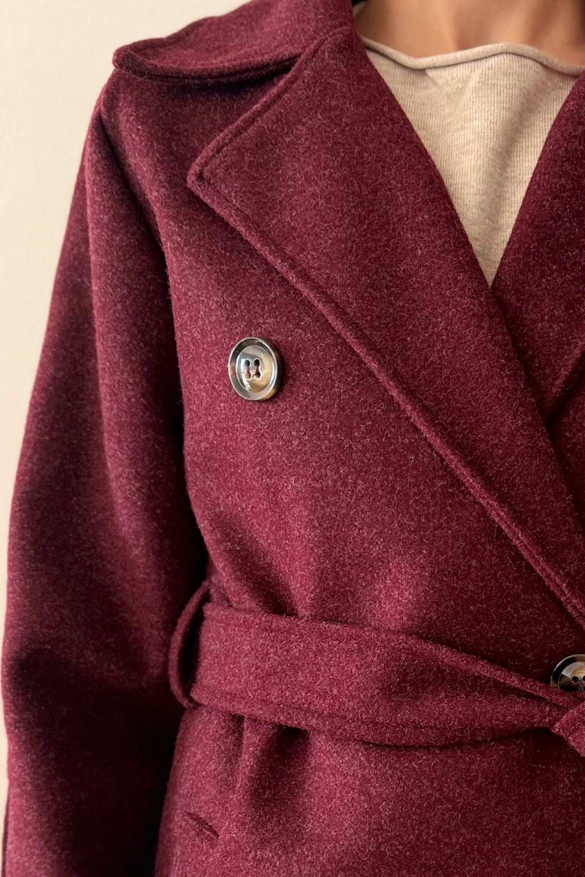 Cappotto Doppiopetto con Cintura in Vita Aurora