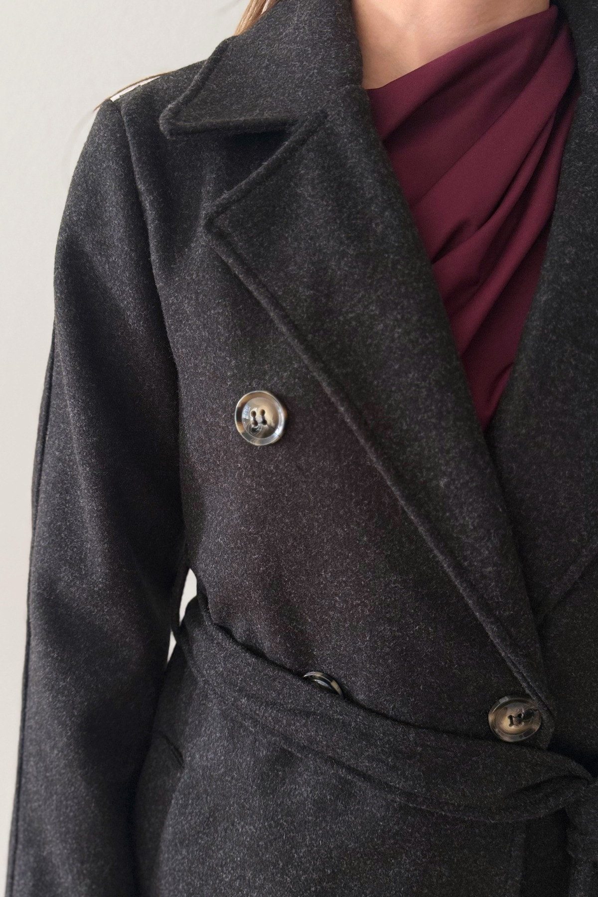Cappotto Doppiopetto con Cintura in Vita Aurora