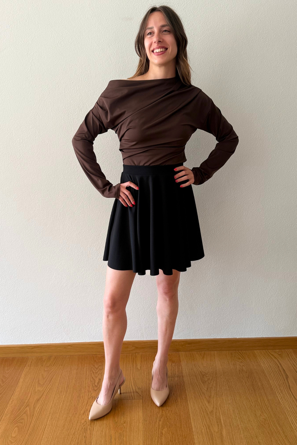 Maglia Elasticizzata con Scollo Drappeggiato Vesna