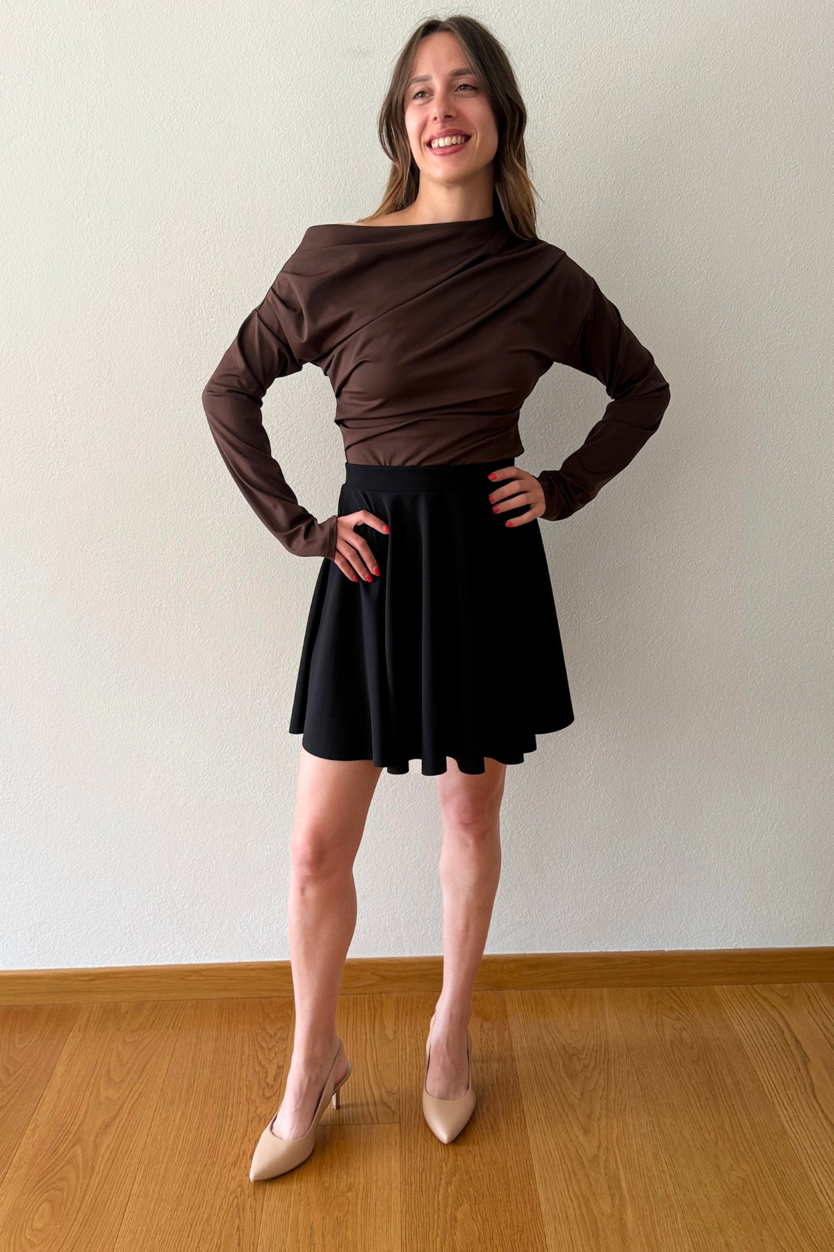 Maglia Elasticizzata con Scollo Drappeggiato Vesna