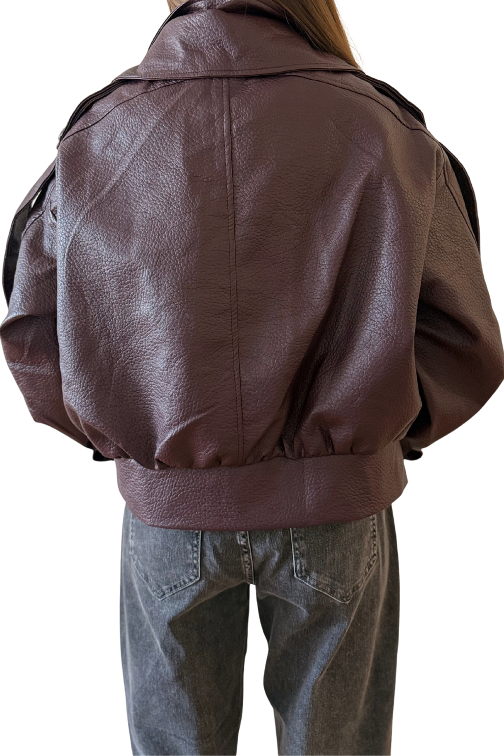 Giacca Bomber in Ecopelle Martellata