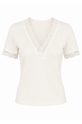 Maglia a coste con pizzo