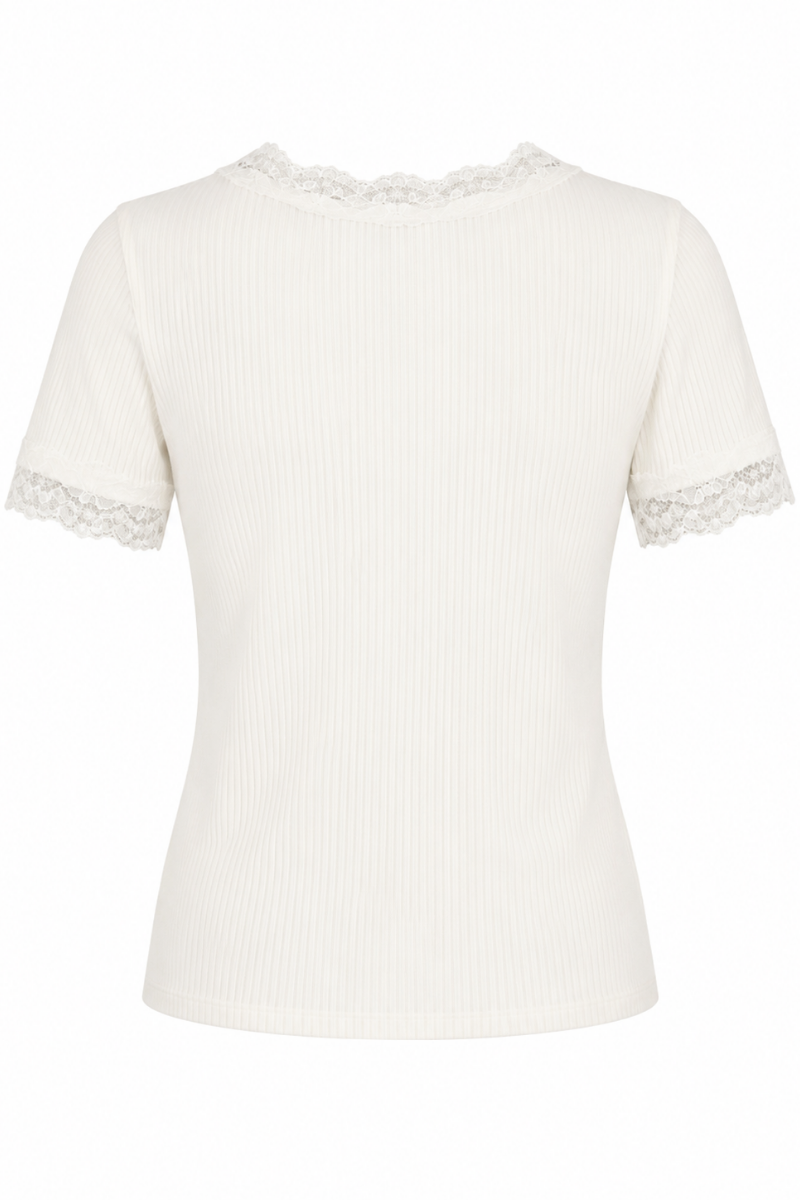 Maglia a coste con pizzo