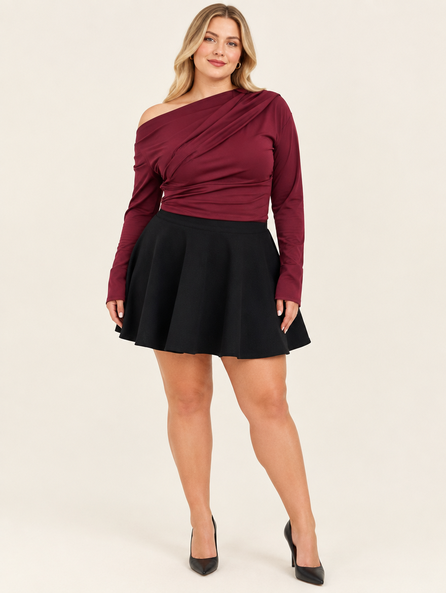 Maglia Elasticizzata con Scollo Drappeggiato Vesna