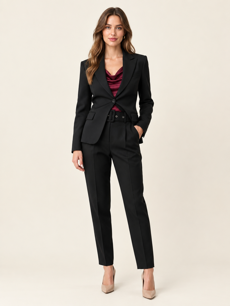 Pantalone a vita alta con cintura Margot