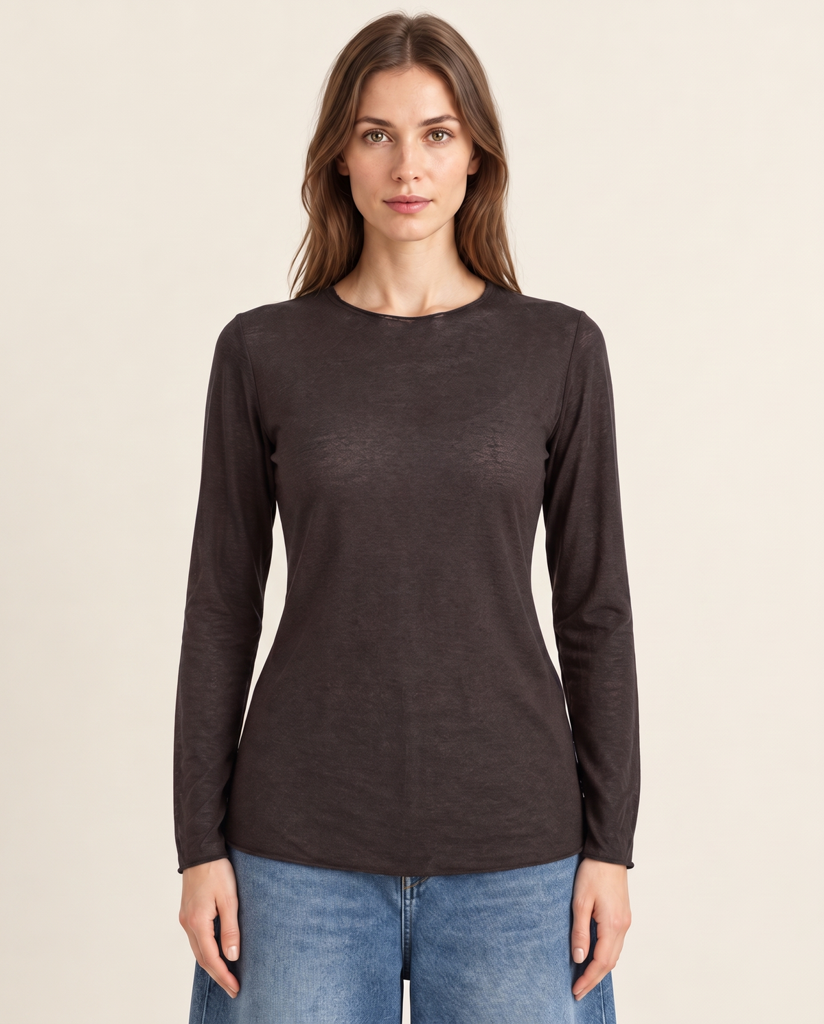 Maglietta Girocollo Misto Cashmere