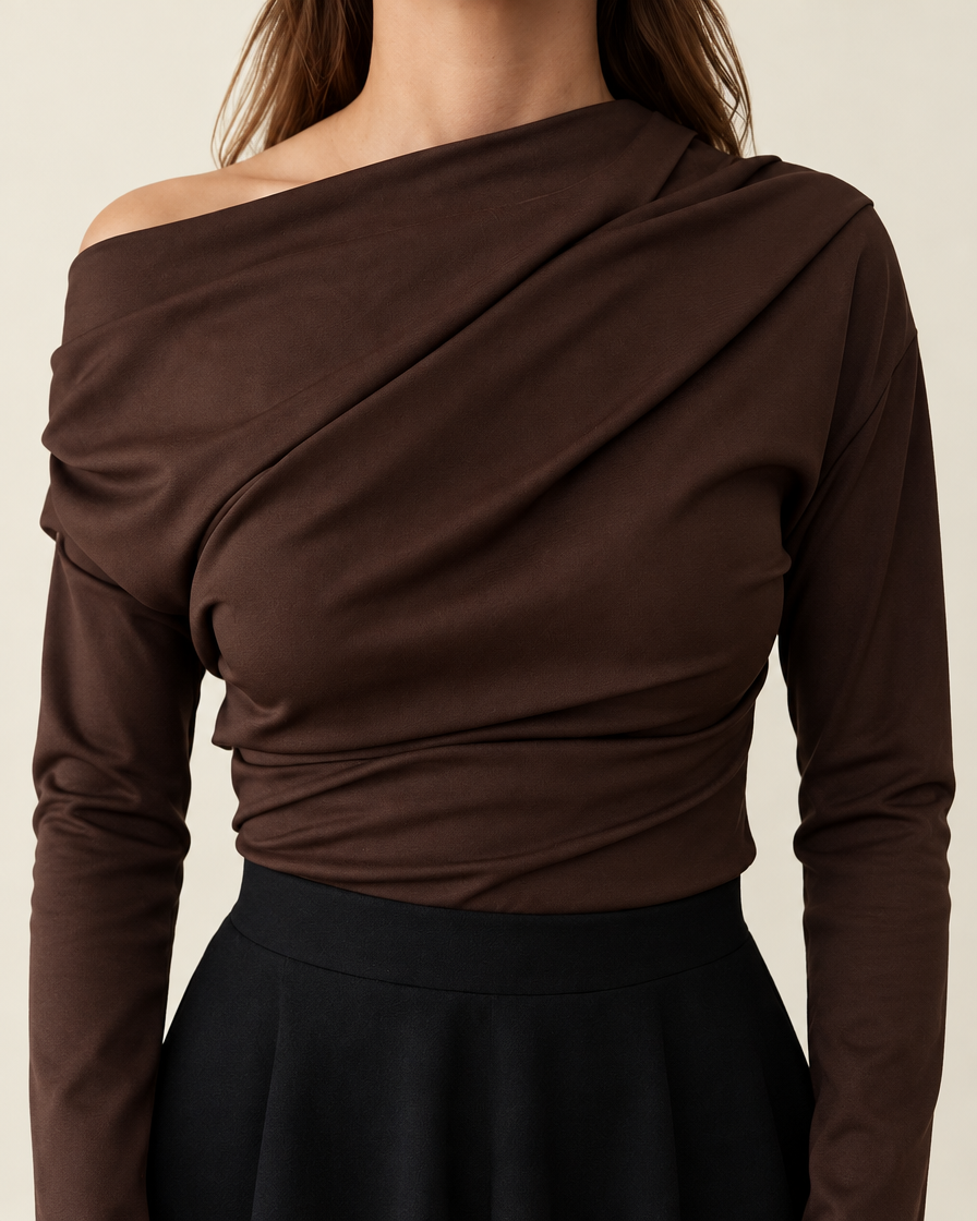 Maglia Elasticizzata con Scollo Drappeggiato Vesna