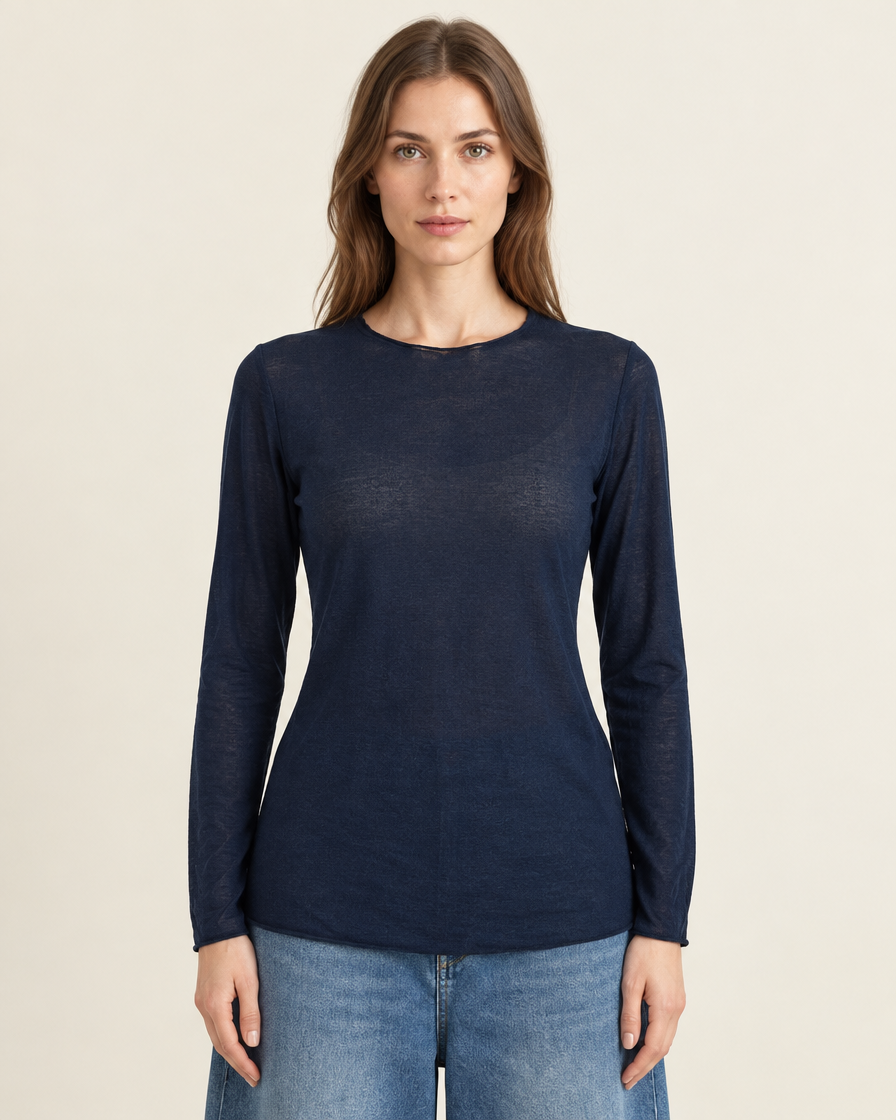 Maglietta Girocollo Misto Cashmere