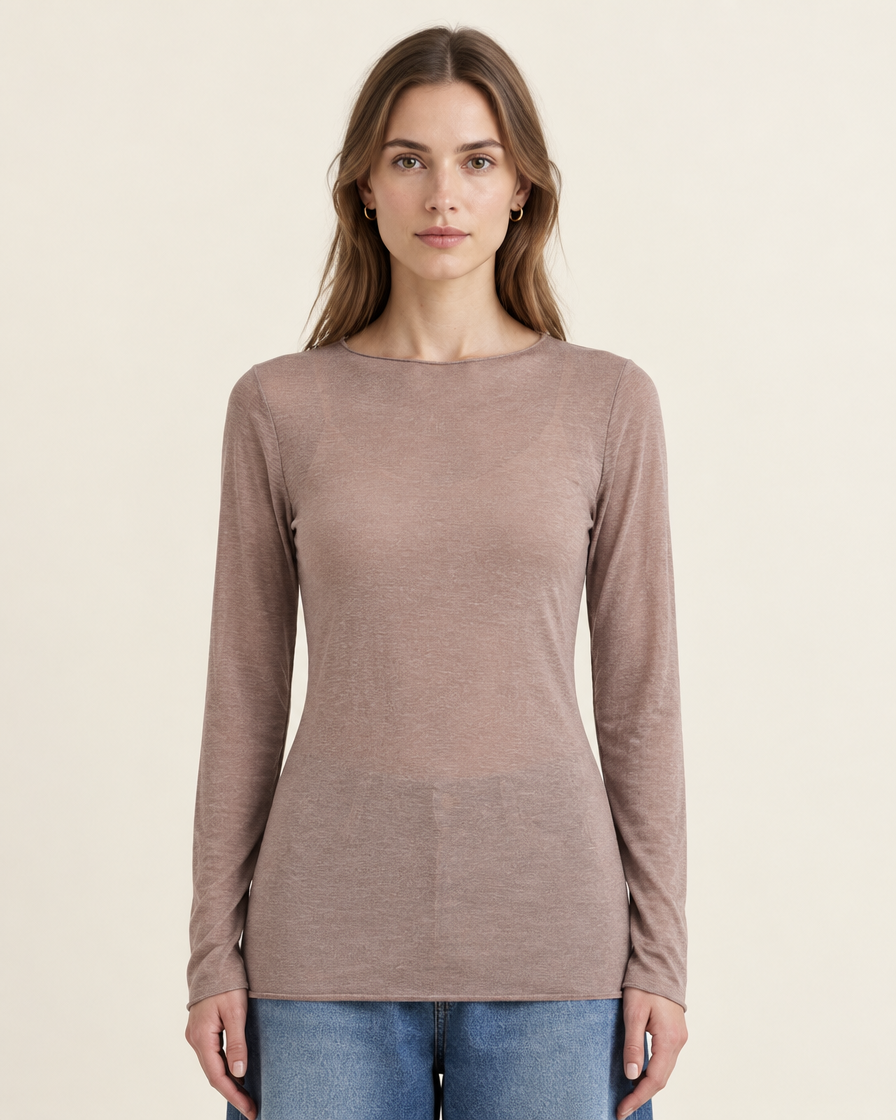 Maglietta Girocollo Misto Cashmere