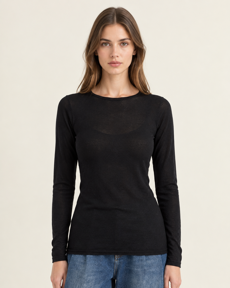 Maglietta Girocollo Misto Cashmere