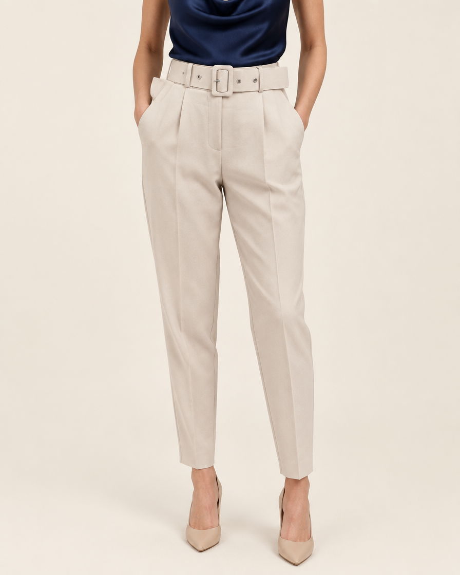 Pantalone a vita alta con cintura Margot